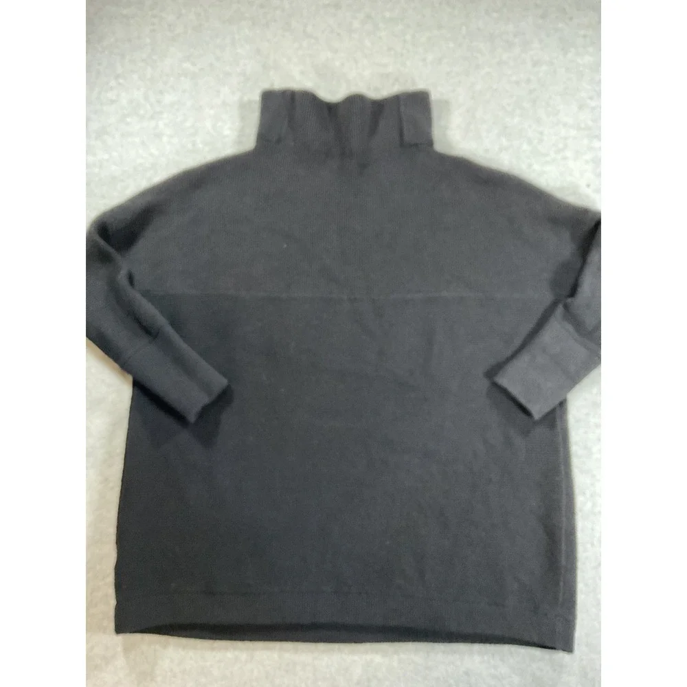 Free People Ottoman Slouchy Tunic Mock Neck Ribbed Sweater Black XS 2330